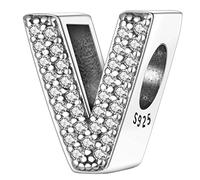 MULA 925 Sterling Silver Charms for Bracelets and Necklaces A-Z Alphabet Beads Dangle Pendants with 5A Cubic Zirconia Jewelry for Women Family