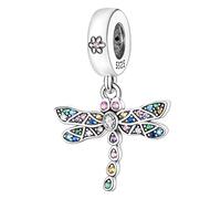 MULA 925 Sterling Silver Charms for Bracelets and Necklaces Airplane Passport Dangle Pendants Beads Butterfly Dragonfly Charms Jewelry for Women