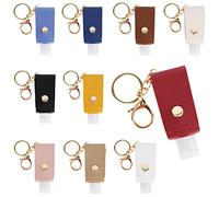 Mulaibdin 10 Pcs Hand Sanitiser with Clip Keychain, Portable Hand Gel Empty Holder, Kids & Adult Refillable Bottles 30ml, Mini Travel Bottles Keyring with PU Leather for Outdoor, School, Trip
