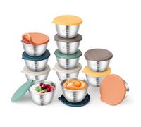 Mulaibdin 12 Pcs Sauce Pots with Lids, Salad Dressing Pots Stainless Steel, Small Snack Pot 70ML for Kids, Baby Food Storage Containers, Sauce Pot Reusable for Lunch Box,Travel,Picnic,School