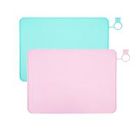 Mulaibdin 2 Pack Kids Placemats for Table, Silicone Placemat Baby, Wipe Clean Placemats Kids, Non Slip Table Mat Pink & Blue, Portable Baby Food Mat for Toddler, BPA Free, Dishwasher Safe
