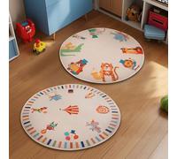 Mulaibdin 2 Pcs Kids Rug, Kids Rugs for Bedrooms Animals, Baby Play Mats for Floor, Round Nursery Rugs & Carpets Boys Girls, Children Bedroom Rug 80cm for Decor(Circus)