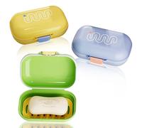 Mulaibdin 3 Pcs Soap Dish With Lid, Travel Soap Case with Drain, Soap Boxes Plastic, Portable Soap Container Travel Leakproof for Shower,Bathroom,Traveling,School,Gym,Camping(Yellow/Blue/Green)