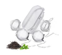 Mulaibdin 5 Pack Tea Strainer, Tea Infuser for Loose Tea, Stainless Steel Tea Strainer Fine Mesh, Tea Leaf Infuser Ball, Tea Diffusers with Chain Hook for Leaves,Herb,Spices, Seasonings,Cooking