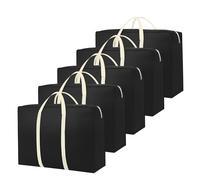 Mulaibdin 5 Pcs Moving Bags Extra Large Strong, Storage Bags with Zips 110L, Heavy Duty Packing Bags for House Moving, Waterproof Black Clothes Storage Bag for Duvets,Bedding,Laundry