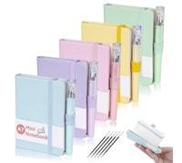 Mulaibdin 5 Pcs Pocket Notebook, Small Notebooks Pocket Size, A7 Notebook with Pen, Small Notepads with Elastic Band, Portable Mini Leather Notebooks for School,Office,Memos,Journal(200 Pages)