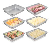 Mulaibdin 6 Pcs Stainless Steel Deli Containers, Bacon Cheese Storage for Fridge, Cold Meat Containers with Lid, Meal Prep Container Reusable, Food Container for Pasta,Celery, Microwave Safe (L)