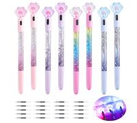 Mulaibdin 8 Pcs Cute Pens, Gel Pens for Kids, Cat Pens Stationery, Kawaii Pens Set, Japanese & Korean Pens, Luminous Black Pens, Multipack Pens for Party Bags,Girls, School Supplies,Gift