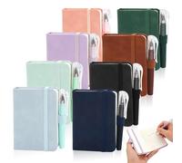 Mulaibdin 8 Pcs Small Notebooks Pocket Size, A7 Notebook with Pen, Pocket Notepad Mini Hardback, Portable Small Notepads with Pen Holder & Elastic for School,Office,Memos,Diary,Field Notes(200 Pages)