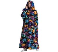 Mulaibdin Blanket Hoodie for Women Men, Oversized Long Sherpa Fleece Hoodie, Heated Wearable Blanket for Valentine's Day Gifts (Black)