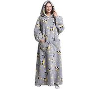 Mulaibdin Oversized Heated Sherpa Fleece Hoodie for Women & Men, Wearable Blanket with Panda Pattern (Grey)