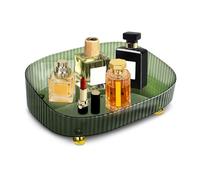 Mulaibdin Perfume Tray for Dresser, Perfume Organiser Tray Plastic, Bathroom Trays for Toiletries, Decorative Trays for Vanity,Bedroom, Makeup Jewellery Pallet Holder, Room Decor Aesthetic(Green)