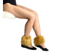 MULAIDI Y2K Faux Furs Leg Warmers For Womens Winter Warm Furs Boot Cuffs Covers Cozy Christmas Halloween Party Cosplay Costume Womens Fuzzy Faux Furs Leg Warmers Cozy Fuzzy Long Boot Cuffs Covers