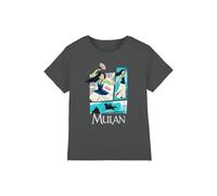 Mulan Action Panels Girls T Shirt, Charcoal, 5-6 Years