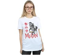Mulan Movie Horse Pose Cotton Boyfriend T-Shirt Disney White XXXL