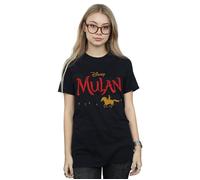 Mulan Movie Logo Cotton Boyfriend T-Shirt Disney Black XXL