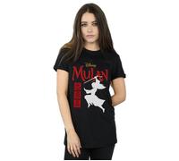 Mulan Movie Warrior Silhouette Cotton Boyfriend T-Shirt Disney Black L