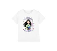 Mulan My Courage is Fierce Girls T Shirt, White, 3-4 Years