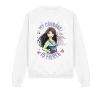 Mulan My Courage is Fierce Sweatshirt White Disney White S