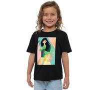 Mulan Simplistic Illustration Girls T Shirt, Black, 12-13 Years