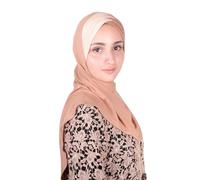 MuLanLegend Handmade | Muberra Pleated Instant Hijab | One Piece Easy Slip On Practical and Comfortable(L Size), Light Brown Tones, One Size
