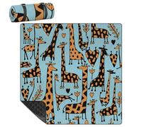 Mularoka Giraffes Pattern Picnic Blankets Waterproof Sandproof Foldable Beach Blanket 79" x 79" Extra Large Portable Washable Outdoor Mat for Camping Park Grass Hiking Travel