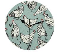 Mularoka Lovely Chickens Wall Clock 12 Inch Silent Non-Ticking Battery Operated Quartz Modern Round Clock for Living Room Office Home Bedroom Kitchen Bathroom Classroom School