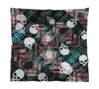Mularoka Silk Like Head Scarf for Women 23.6” Square Satin Hair Scarf Fashion Print Pattern Scarves Silk Feeling Neckerchief, Geometric Skull Pattern, 23.6x23.6 inch