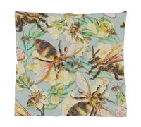 Mularoka Silk Like Head Scarf for Women 23.6” Square Satin Hair Scarf Fashion Print Pattern Scarves Silk Feeling Neckerchief, Lovely Bees Pattern, 23.6x23.6 inch