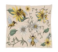 Mularoka Silk Like Head Scarf for Women 23.6” Square Satin Hair Scarf Fashion Print Pattern Scarves Silk Feeling Neckerchief, Bee Flower Pattern, 23.6x23.6 inch
