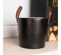 Charles Bentley Snug Mulberry Small Leather Handle Log Bucket Iron Leather Black Matte Timeless Style