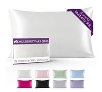 Mulberry Park 100% Silk Pillowcase - 19 Momme, Grade 6A Mulberry Silk - Deep Envelope Closure - White/Standard/Queen (20'' x 28'')