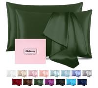 Mulberry Silk Pillow Cases 2 Pack - Soft, Breathable Natural Silk Pillowcase with Zipper - Beauty Sleep - Gift (Standard, Green)