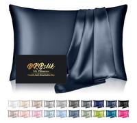 Mulberry Silk Pillow Cases Standard Size, Silk Pillowcase for Hair and Skin, Both Sides Natural Silk Satin Pillowcase for Sleeping Women with Zipper, Gifts for Women Men, Mood Indigo