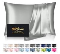 Mulberry Silk Pillow Cases Standard Size, Silk Pillowcase for Hair and Skin, Both Sides Natural Silk Satin Pillowcase for Sleeping Women with Zipper, Gifts for Women Men, Silver Grey