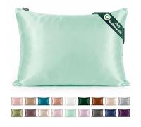 Mulberry Silk Pillowcase for Hair and Skin: 22 Momme Both Sides 100% Pure Silk Pillow Case with Hidden Zipper - Natural Pillow Cover for Cooling Sleep 1 Pack Light Green