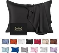Mulberry Silk Pillowcase for Hair and Skin,Cooling Silk Pillow Case with Hidden Zipper,Allergen Proof Dual Sides Soft Breathable Smooth Silk Pillow Cover for Women (Black,Toddler)