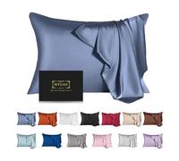 Mulberry Silk Pillowcase for Hair and Skin,Cooling Silk Pillow Case with Hidden Zipper,Allergen Proof Dual Sides Soft Breathable Smooth Silk Pillow Cover for Women (Grayish Blue, Toddler)