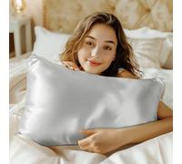 Mulberry Silk Pillowcase for Hair and Skin, Extraordinary Smooth and Soft Silk Pillow Case, King Size Pillowcase with Envelope Closure 20x40 Inches, Gift for Women and Men (Light Grey, 1 Pack)