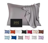 Mulberry Silk Pillowcase for Hair and Skin,King Size Cooling Silk Pillow Case with Hidden Zipper,Allergen Proof Dual Sides Soft Breathable Smooth Silk Pillow Cover for Women(King,Dark Gray)