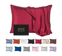 Mulberry Silk Pillowcase for Hair and Skin,King Size Cooling Silk Pillow Case with Hidden Zipper,Allergen Proof Dual Sides Soft Breathable Smooth Silk Pillow Cover for Women(King,Dark Red)