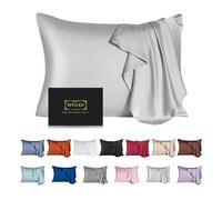 Mulberry Silk Pillowcase for Hair and Skin,King Size Cooling Silk Pillow Case with Hidden Zipper,Allergen Proof Dual Sides Soft Breathable Smooth Silk Pillow Cover for Women(King,Light Gray)