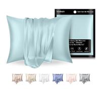 Mulberry Silk Pillowcase Set of 2, Soft Breathable Smooth King Size Pillowcases for Women, Cooling Silk Pillow Covers with Zipper, Haze Blue