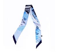 Mulberry silk Scarf hair ribbons for hair handbag scarf Tie Bundle Scarf Neckerchief Head Scarf for women 2"*35", War Horse Blue, 2*34in