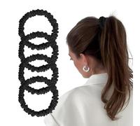 Mulberry Silk Scrunchies for Women 4 PACK, Silk Hair Ties Non Slip, Black Small Thin Silk Scrunchies, Silk Hair Scrunchies No Damage,Soft Silk Scrunchies for Hair Sleep, Sleepy Tie for Thick Hair