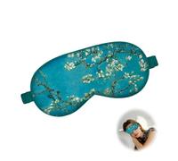 Mulberry Silk Sleep Mask, Light Blocking Eye Shade for Women Men, Breathable Gentle on Skin & Hair, Almond Blossom Pattern, One Size 20 x 10 cm, Hand Wash Only, Comfortable for Travel Naps Meditation