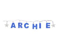 Mulberry Studios ARCHIE - Indoor Decorative LED String Lights Hanging Decorations Light Up Your Name in LED Blue Lights