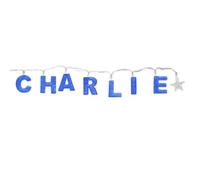 Mulberry Studios CHARLIE - Indoor Decorative LED String Lights Hanging Decorations Light Up Your Name in LED Blue Lights