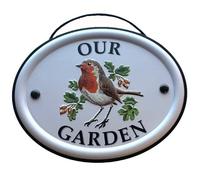 Mulberry Studios Decorative Bird Garden Sign - Our Garden in White Mulberry Studios White