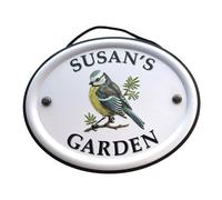 Mulberry Studios Decorative Bird Garden Sign - Susan's Garden in White Mulberry Studios White